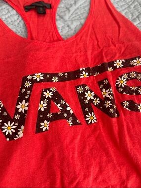 Vans Red Racerback Tank with Daisy-Print Logo